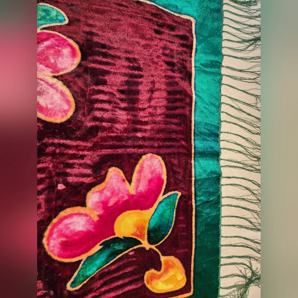 Vintage Velvet Piano Scarf Tablecloth Tapestry 35x32